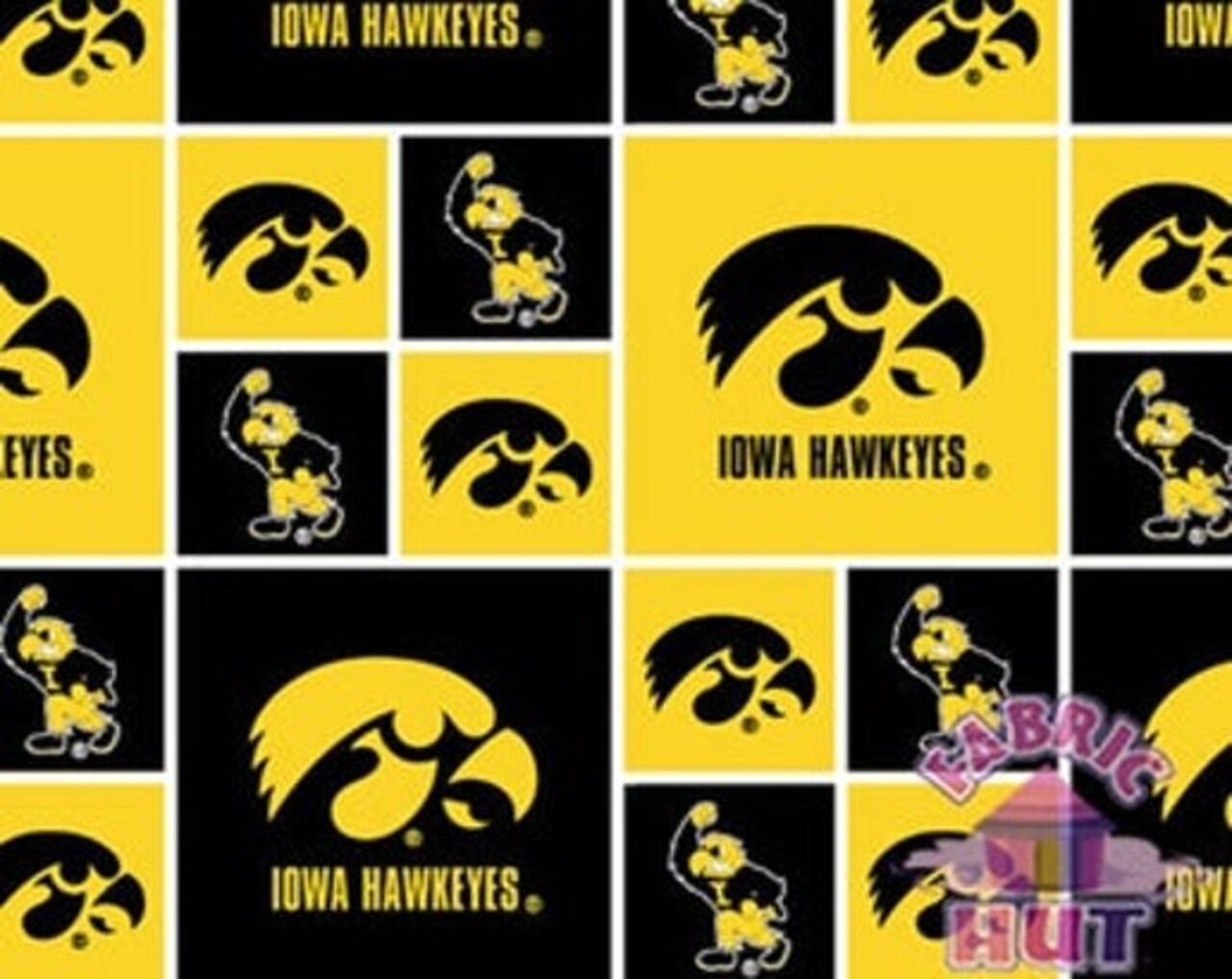Licensed NCAA Iowa Hawkeyes Cotton IA-006 Cotton Fabric by the Yard